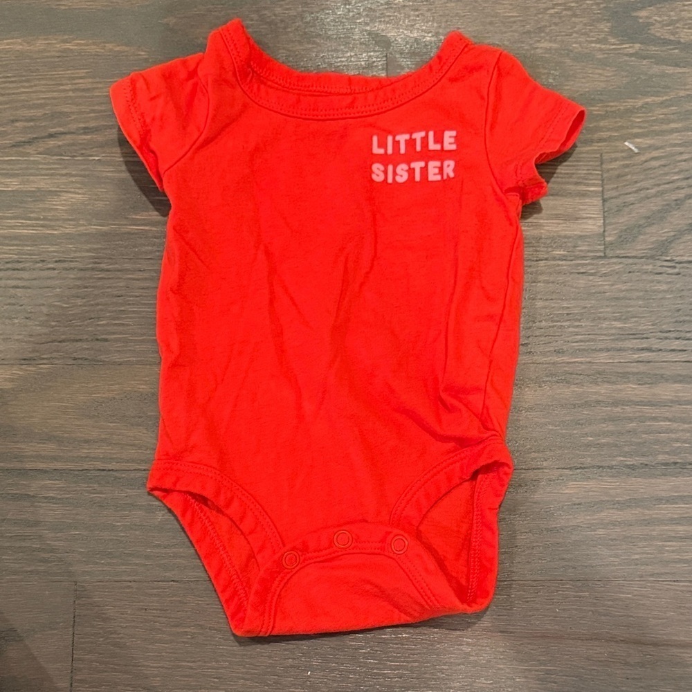 Carter's Vibrant Red Baby Little Sister Onesie